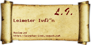 Leimeter Iván névjegykártya